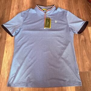 NWT Louis Catel Golf 1/4 zip blue shirt top short sleeve Wrinklean size 105 us L